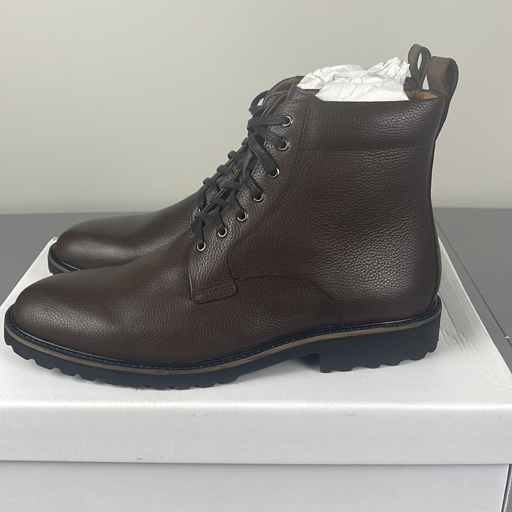Donald Pliner James Lace Up Pebbled Leather Boot. - Picture 2 of 10